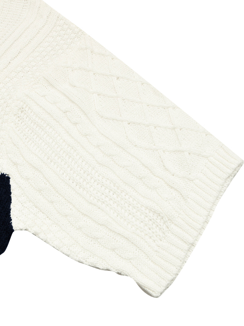 Sixteen Fashion Half Sleeve Knitted Wool Sweater For Women-Off White-BR1225
