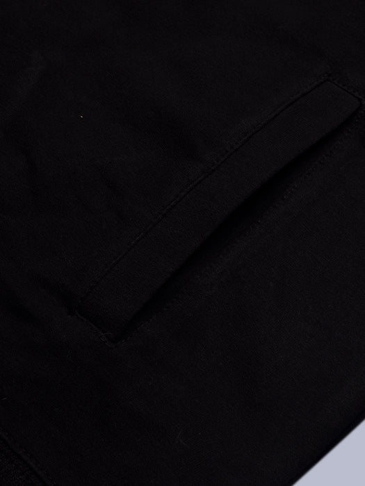 Louis Vicaci Terry Fleece Stylish Zipper Mock Neck For Men-Black-BR813