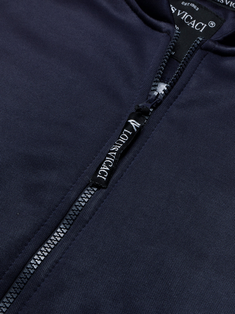 Louis Vicaci Zipper Fur Bomber Jacket For Men-Navy-BR1034