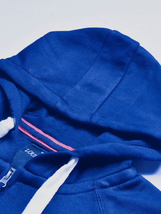 Louis Vicaci Fleece Raglan Sleeve Zipper Hoodie For Men-Blue-BR984