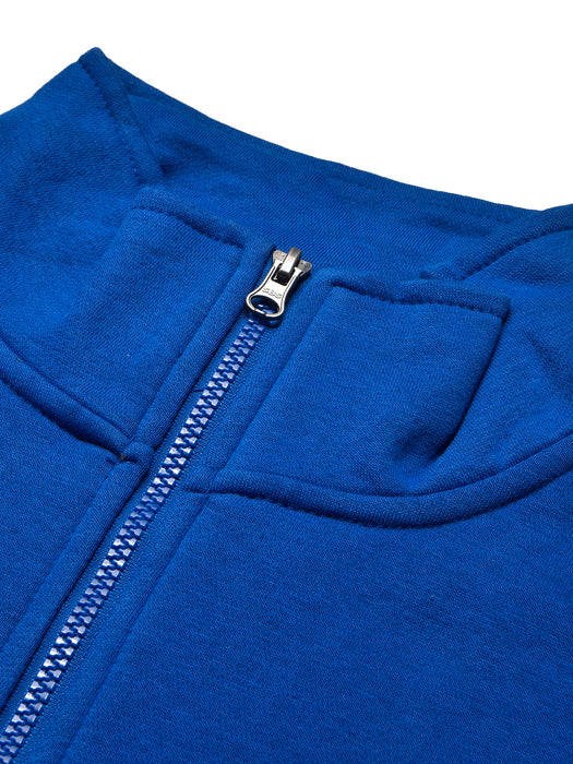 Louis Vicaci Fleece Stylish Raglan Sleeve 1/4 Zipper Mock Neck For Men-Dark Blue-BR1020