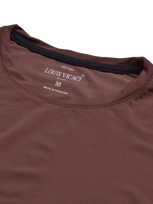 Louis Vicaci Summer Lycra T Shirt For Men-Leather Brown-BR13559