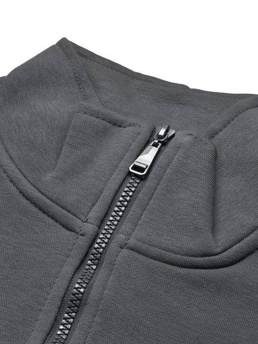 Payper Fleece Stylish 1/4 Zipper Mock Neck For Men-Dark Grey-BR1120
