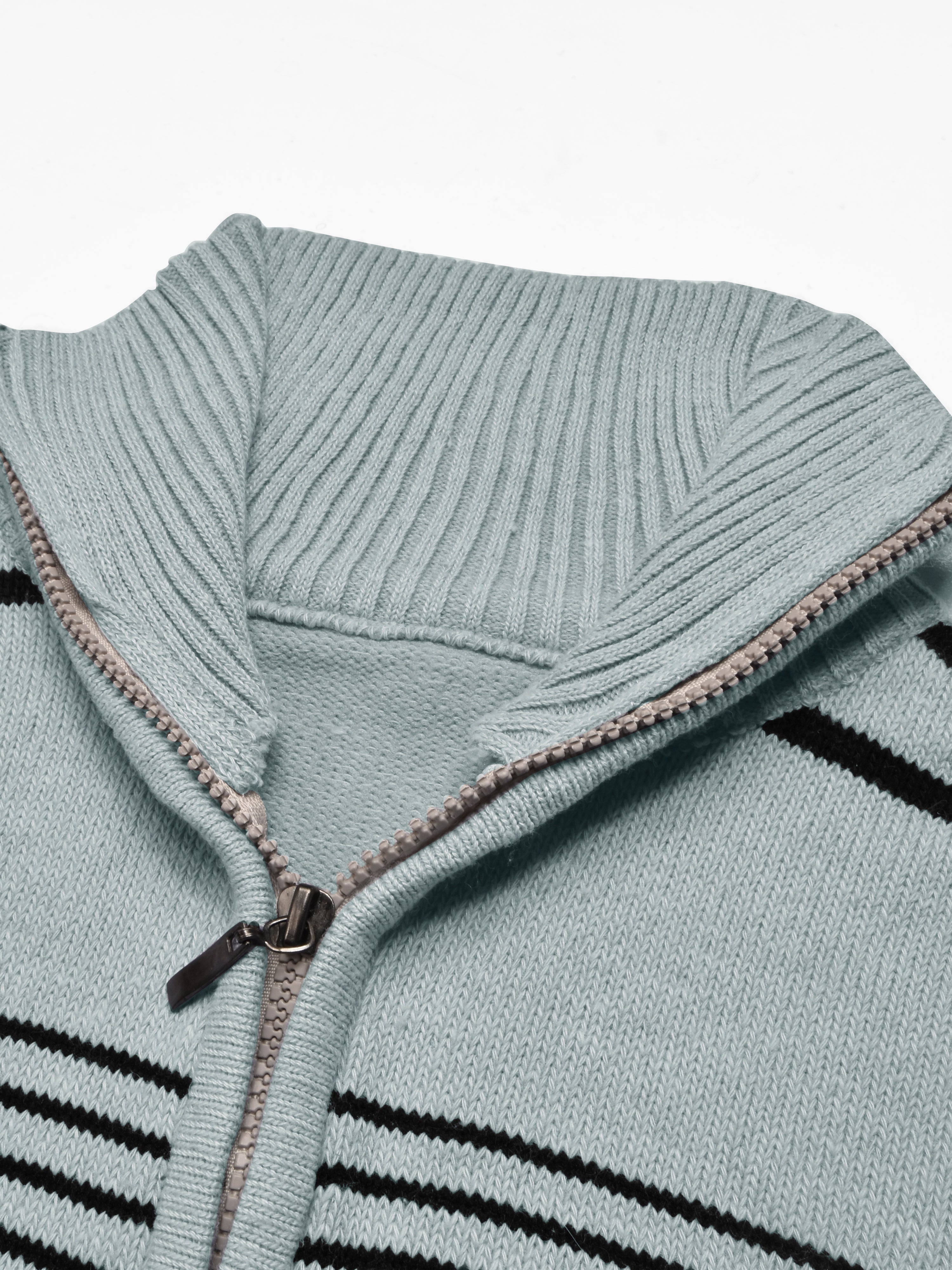 Warm & Cozy Long Sleeve Zipper Mock Neck Sweater For Men-Slate Grey-RT2250