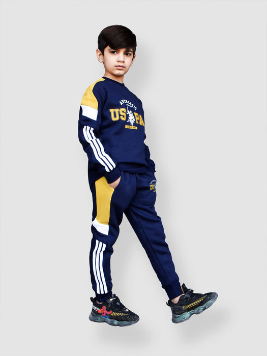 U.S Polo Assn Fleece Tracksuit For Kids-Dark Navy-BR915