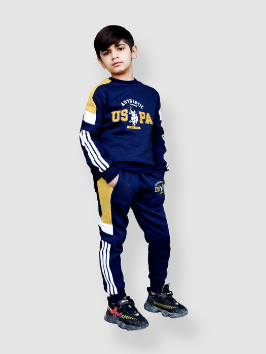U.S Polo Assn Fleece Tracksuit For Kids-Dark Navy-BR915