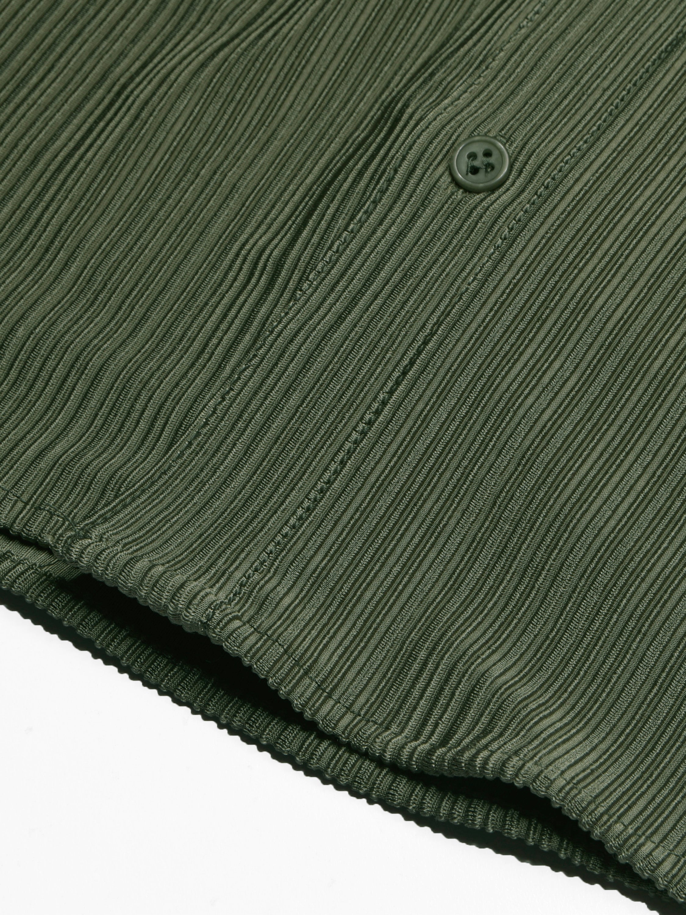 Louis Vicaci Super Stretchy Slim Fit Long Sleeve Summer Formal Casual Shirt For Men-Green Wrinkle-RT2514
