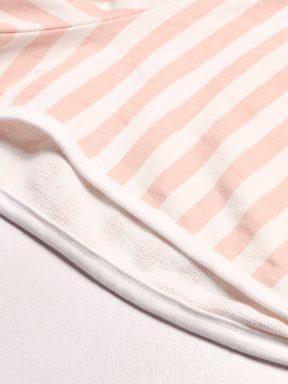 Next Terry Fleece Short Length Terry Short For Ladies-White with Pink Stripe-BR969