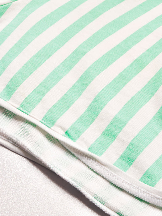 Next Terry Fleece Short Length Terry Short For Ladies-White with Green Stripe-BR968