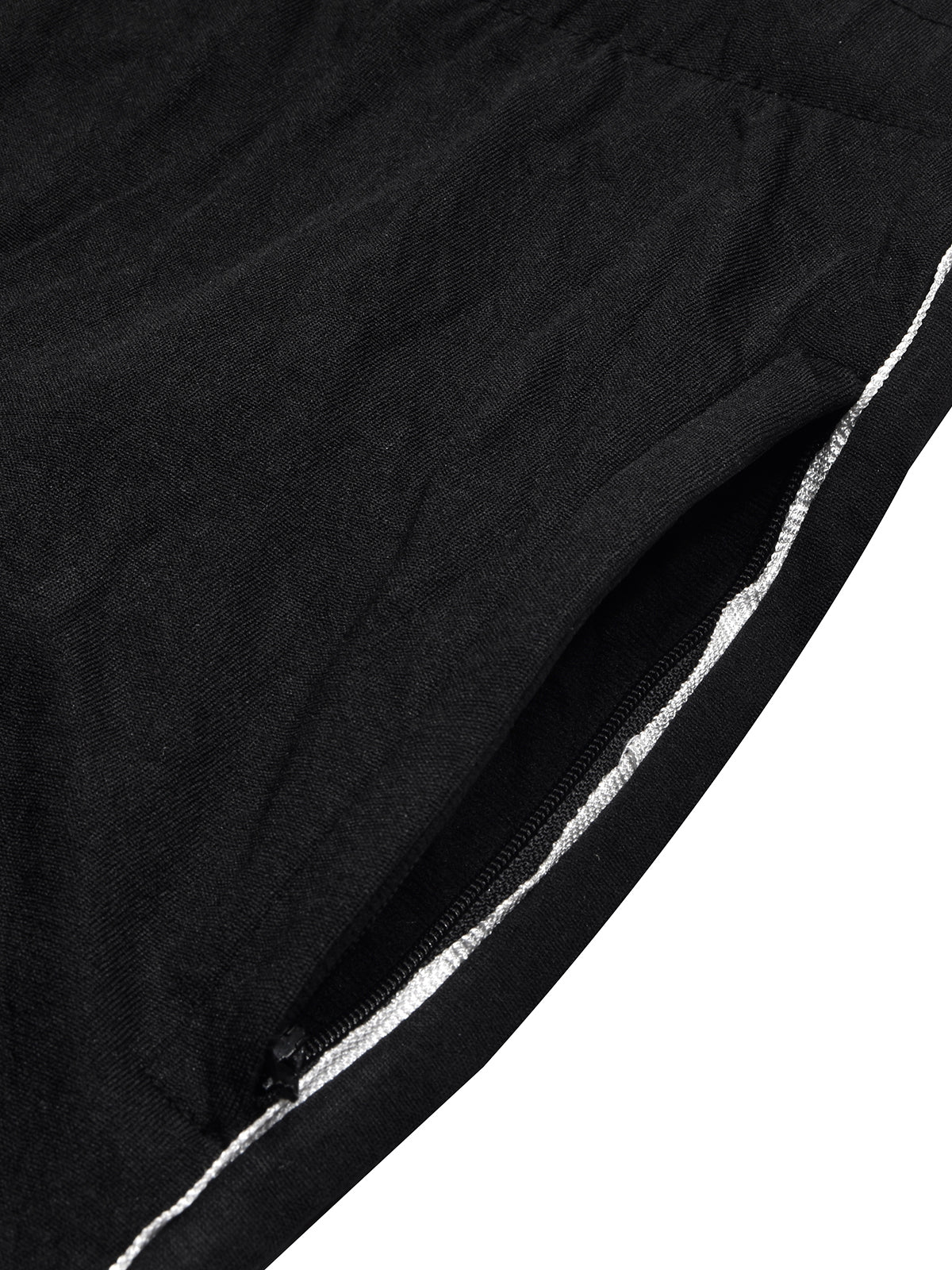 Louis Vicaci Slim Fit Active Wear Summer Active Wear Trouser Pent For Men-Black with White Piping-BR870