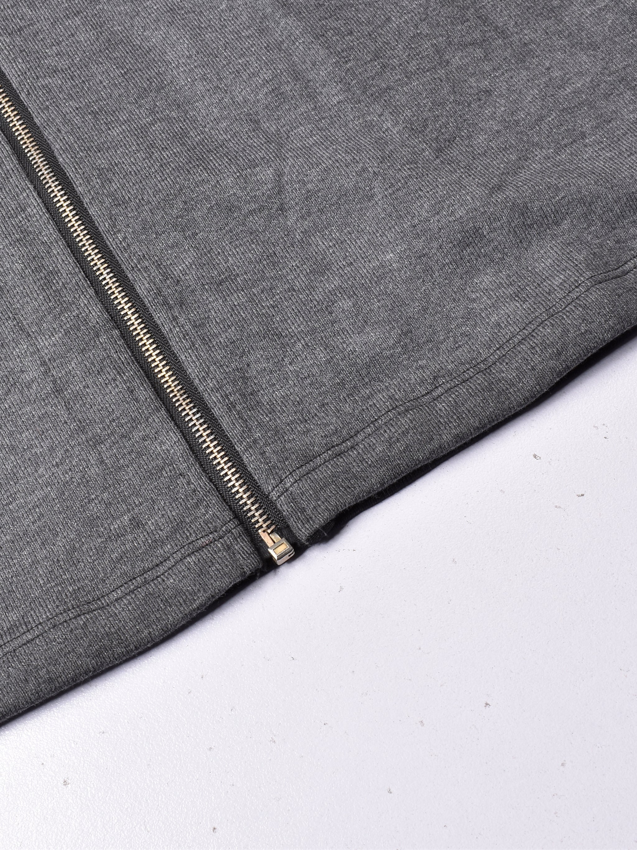 Louis Vicaci Fleece Sleeveless Zipper Sweater For Men-Charcoal & Black-RT1507