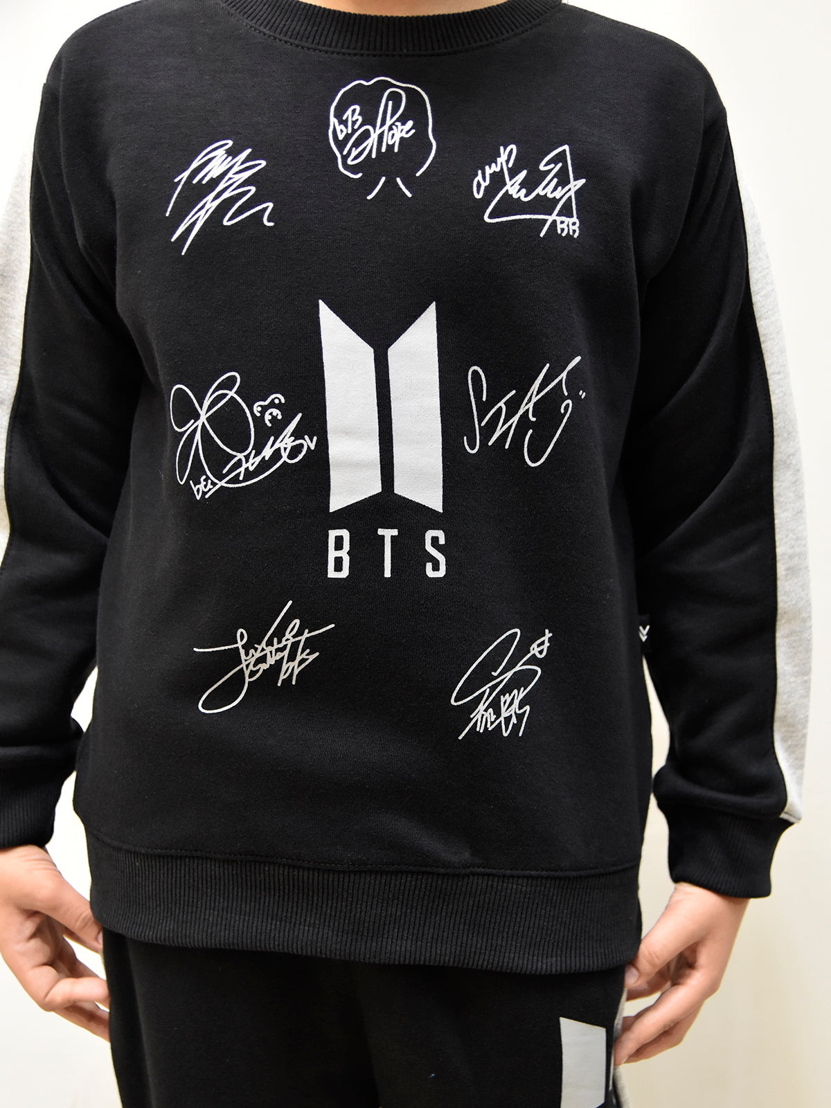 Louis Vicaci Fleece Tracksuit For Kids-Black with Grey-BR868