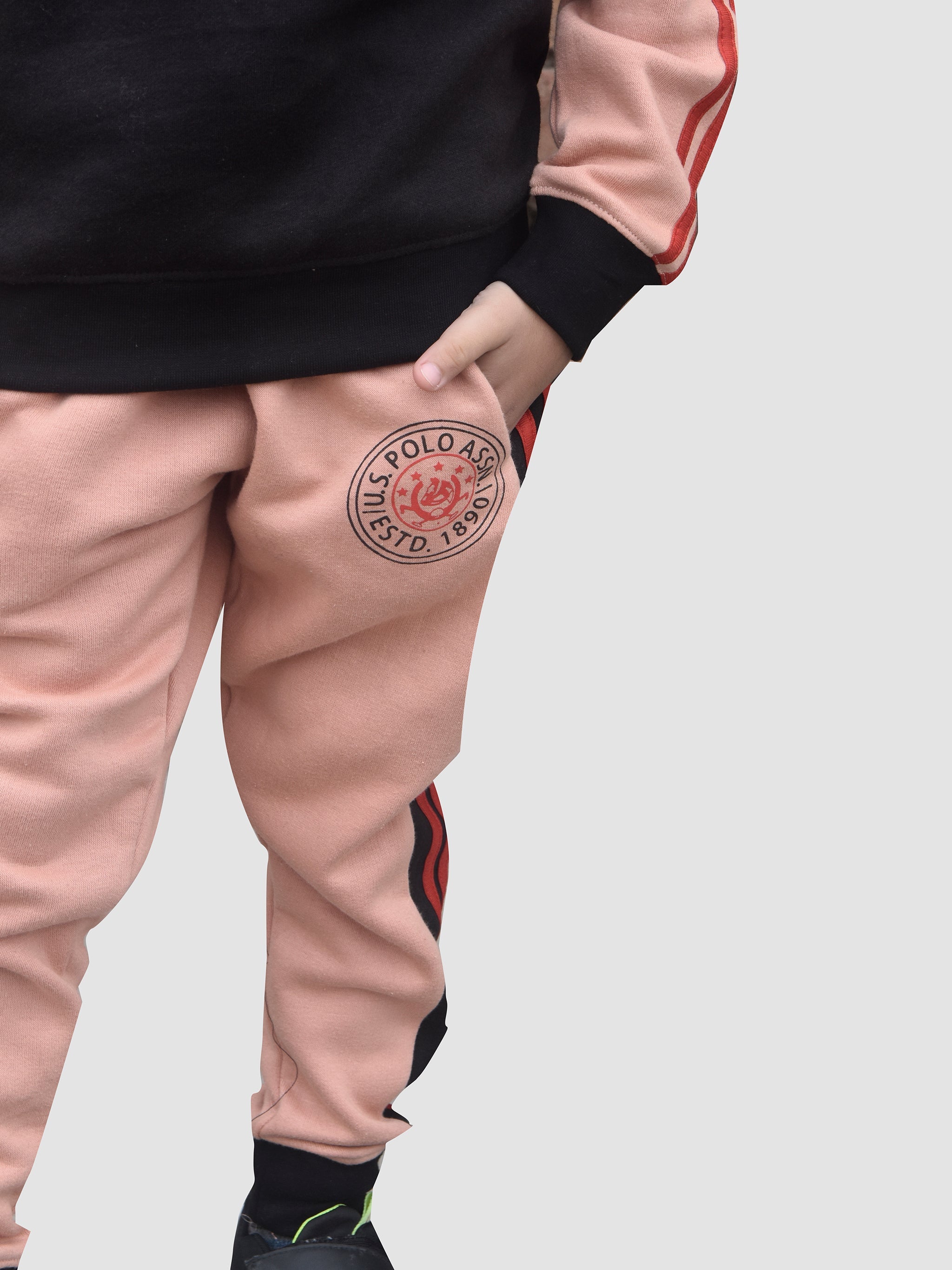 U.S Polo Assn Fleece Tracksuit For Kids-Skin-BR910