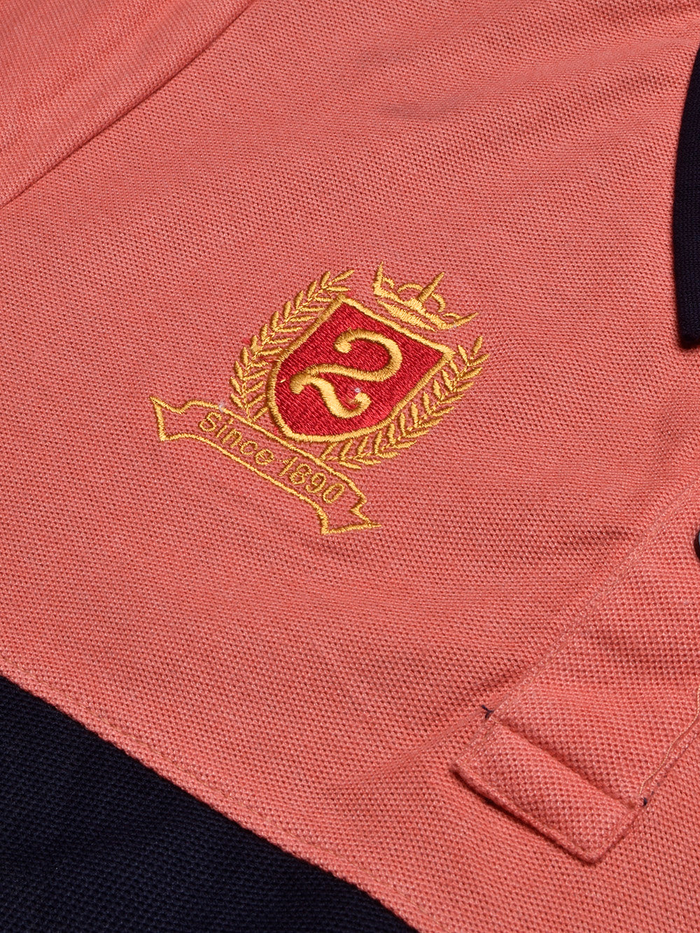 U.S Polo Assn. Summer Polo Shirt For Men-Navy with Coral Orange & White Panel-BR13027