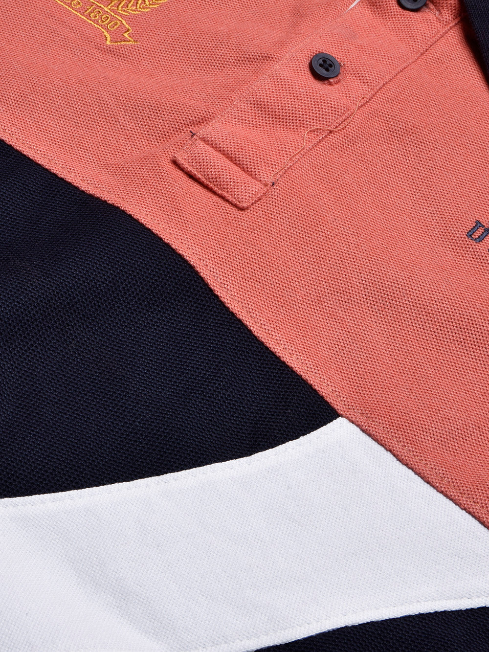 U.S Polo Assn. Summer Polo Shirt For Men-Navy with Coral Orange & White Panel-BR13027