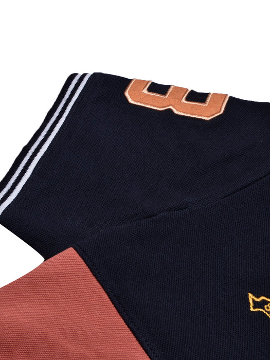 U.S Polo Assn. Summer Polo Shirt For Men-Navy with Coral Orange & White Panel-BR13028