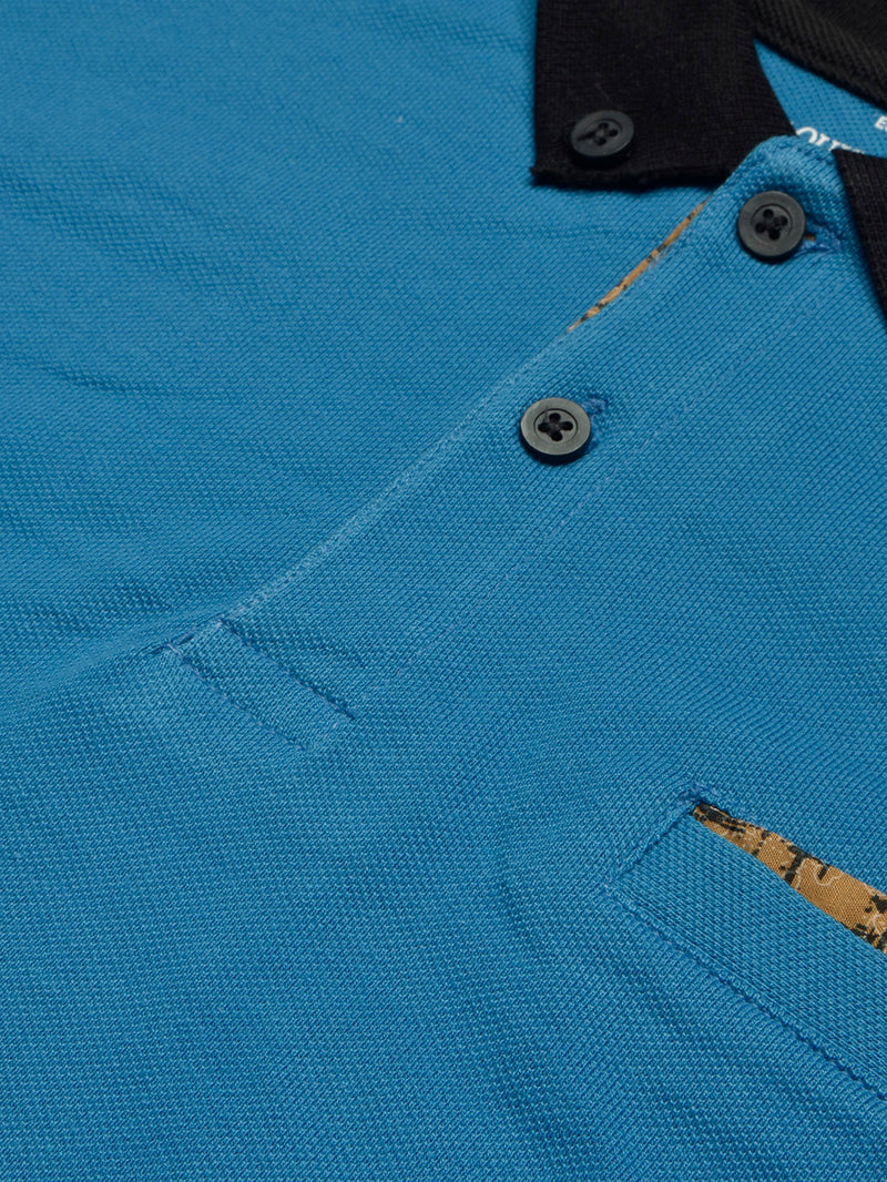 Summer Polo Shirt For Men-Dark Sky with Black-BR13047