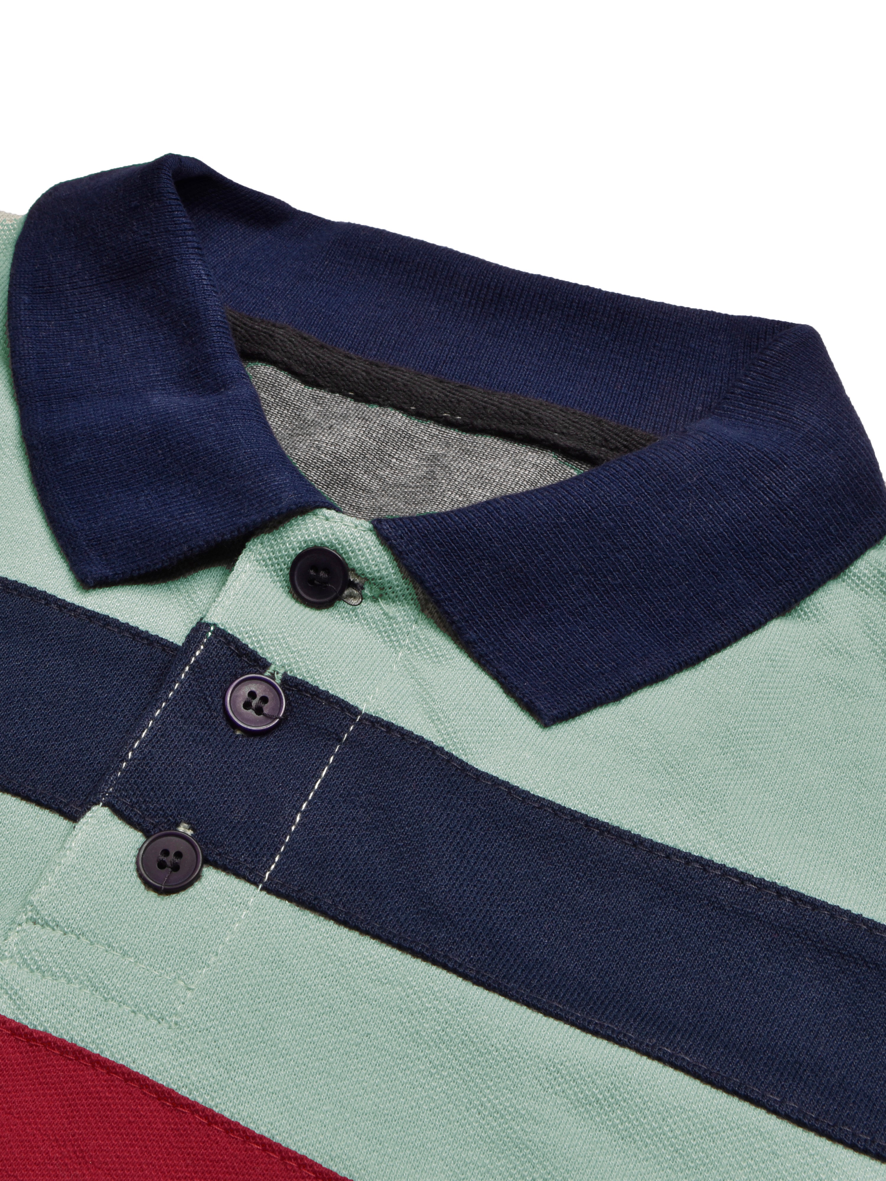 NXT Summer Polo Shirt For Men-Green with Red & Navy-BR13063
