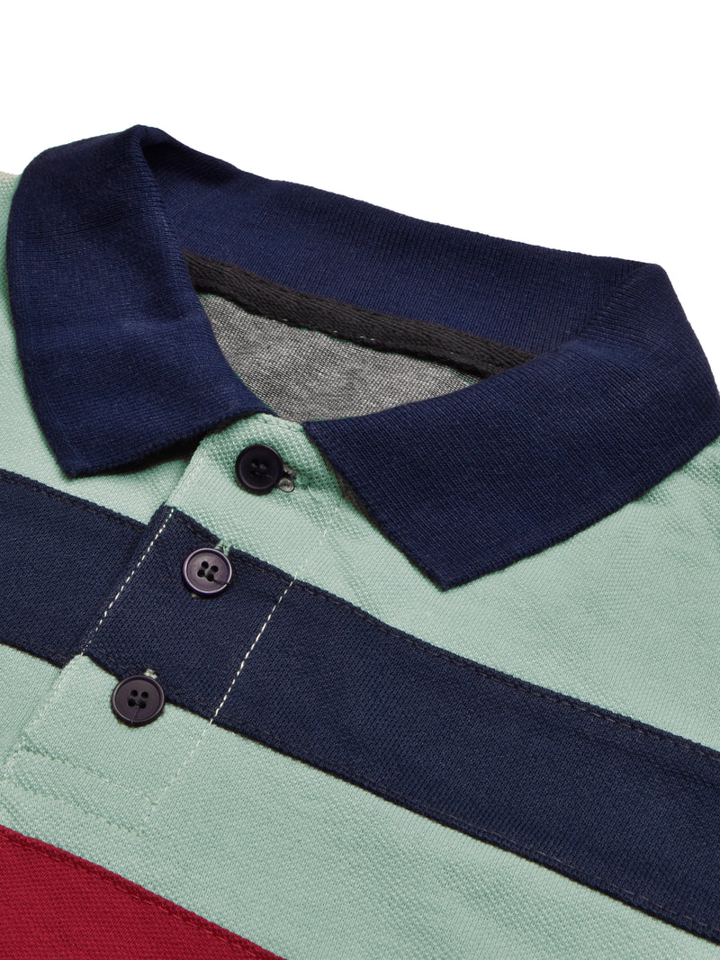 NXT Summer Polo Shirt For Men-Green with Red & Navy-BR13063
