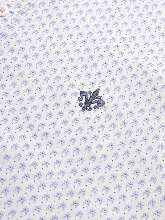 USPA Premium Slim Fit Casual Shirt For Men-White with Blue Allover Print-BR13644USPA Premium Slim Fit Casual Shirt For Men-White with Blue Allover Print-BR13644