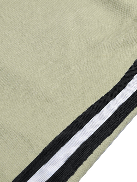 Louis Vicaci Slim Fit Summer Trouser For Men-Grapes Green with Black & White Stripes-BR13349