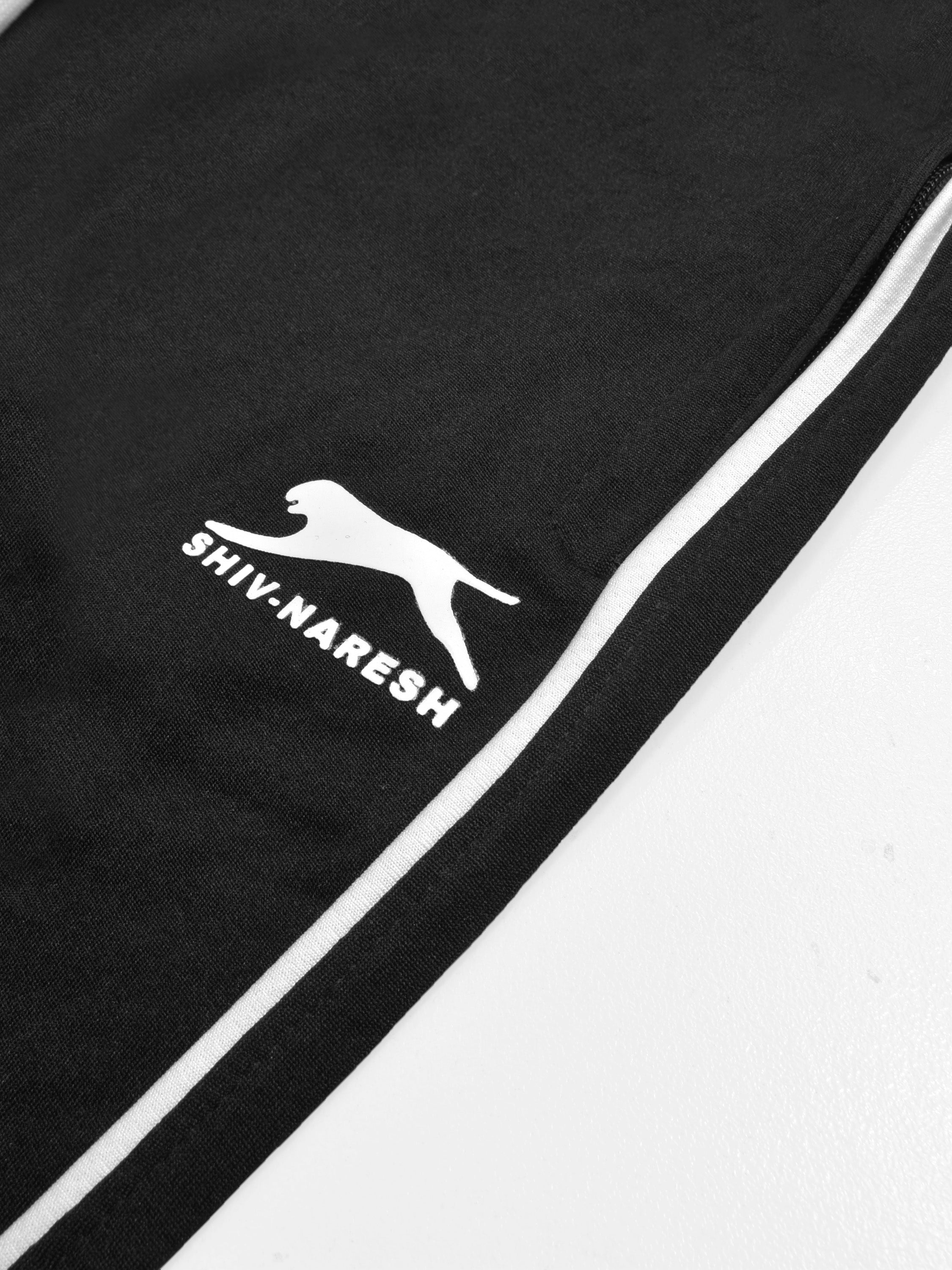 Slazenger Slim Fit Active Wear Trouser For Men-Black with White Piping-RT2513