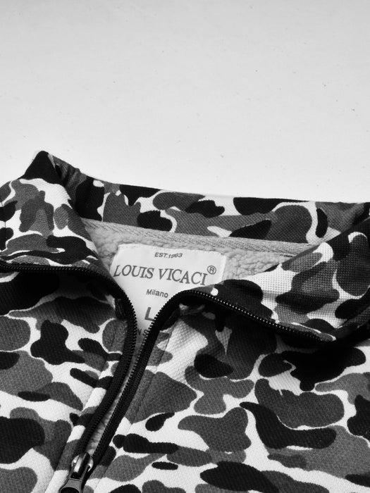 Louis Vicaci Fur Zipper Mock Neck Jacket For Men-Camouflage-RT1162