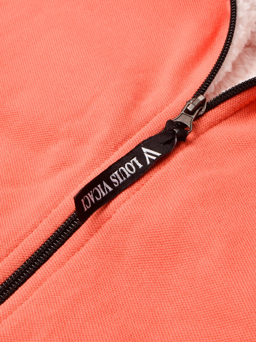 Louis Vicaci Fur Sleeveless Zipper Mock Neck Jacket For Men-Coral Pink-RT1167
