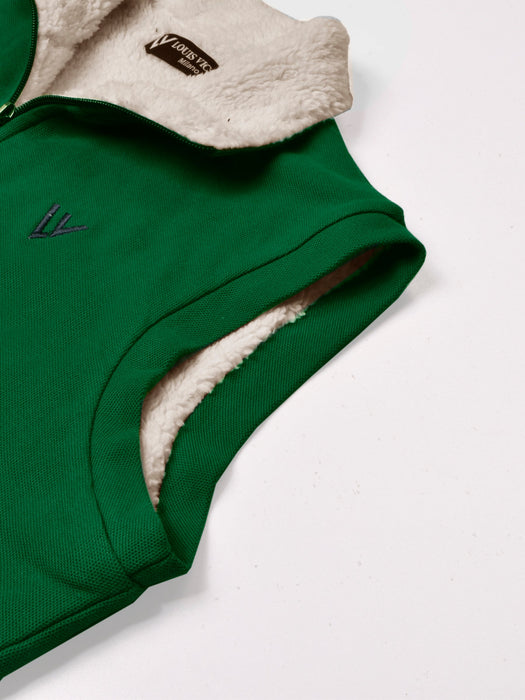 Louis Vicaci Fur Sleeveless Zipper Mock Neck Jacket For Men-Green-RT1166