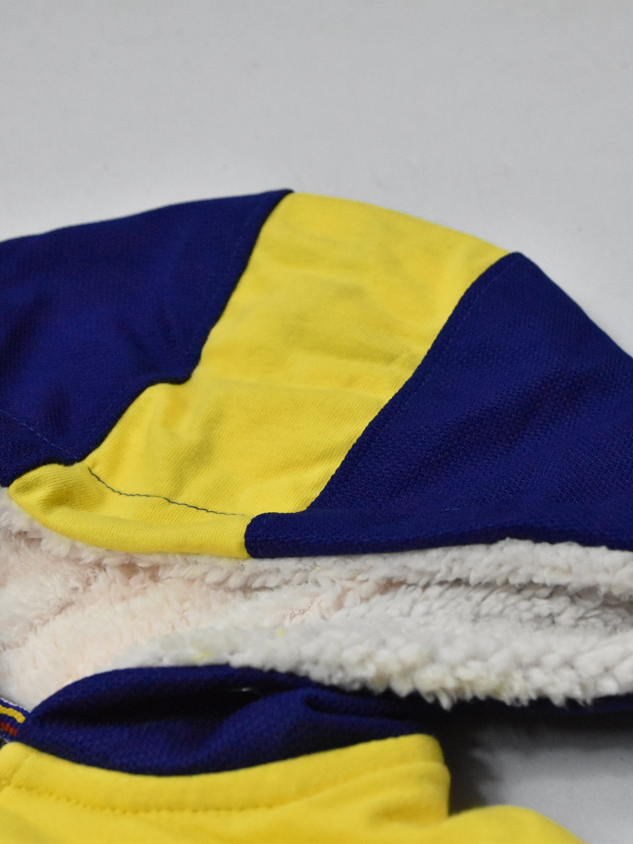 Mango Stylish Inner Fur Zipper Hoodie For Kids-Yellow & Royal Blue-BR964