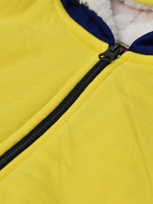 Mango Stylish Inner Fur Zipper Hoodie For Kids-Yellow & Royal Blue-BR964