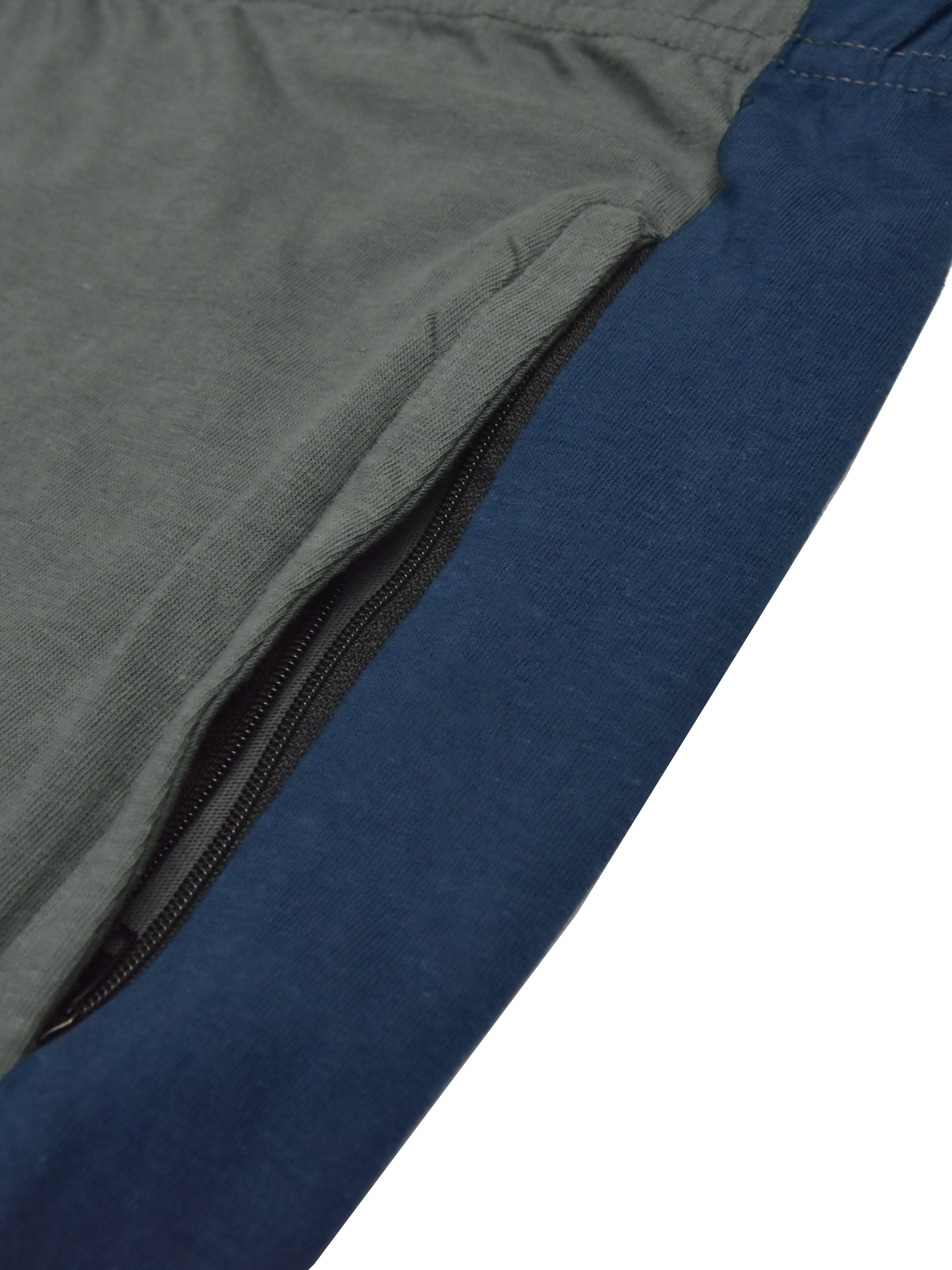 Summer Single Jersey Slim Fit Trouser For Men-Slate Grey With Navy Melange Stripes-RT2105