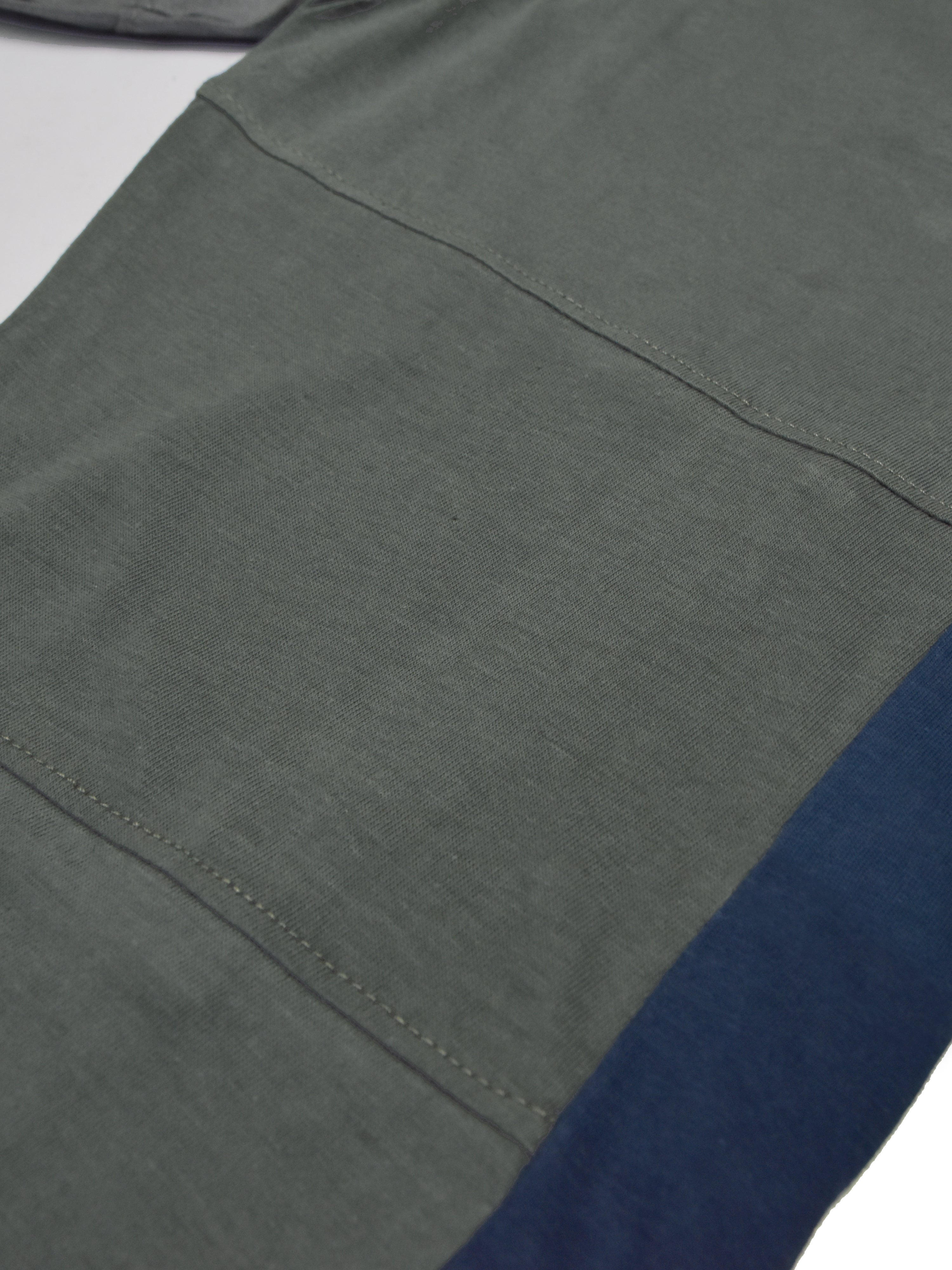 Summer Single Jersey Slim Fit Trouser For Men-Slate Grey With Navy Melange Stripes-RT2105