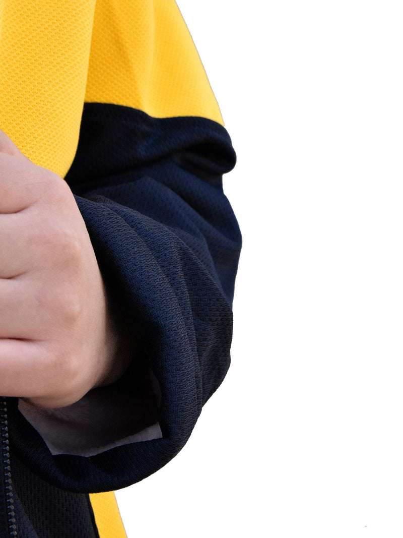 Mango Stylish Inner Fur Zipper Hoodie For Kids-Dark Navy With Yellow-BR952