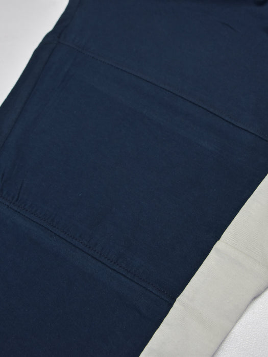 Summer Single Jersey Slim Fit Trouser For Men-Navy With Smoke White Stripe-RT2103