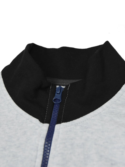P&B Sleeveless Mock Neck Zipper Jacket For Men-Grey Melange & Black-BE506/BR1284