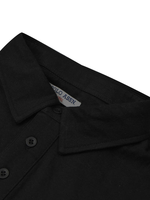 U.S Polo Assn. Long Sleeve Polo Shirt For Men-Black & Grey-BR1115
