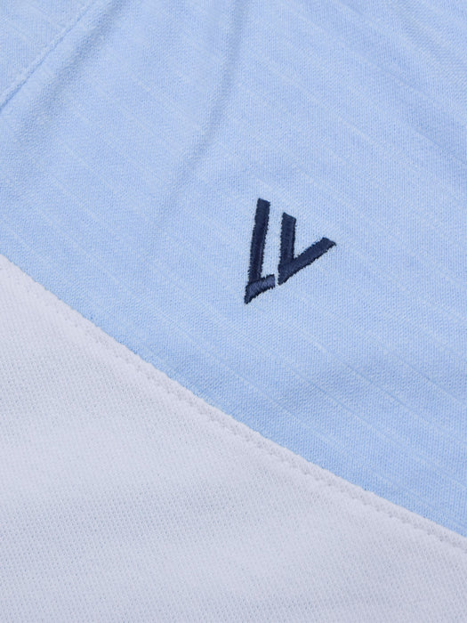 LV Summer Polo Shirt For Men-White with Sky Lining & Navy-BR13051