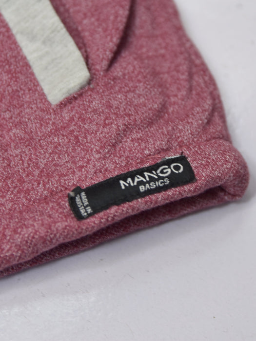 Mango Stylish Inner Fur Zipper Hoodie For Kids-Grey & Light Burgundy Melange-BR959