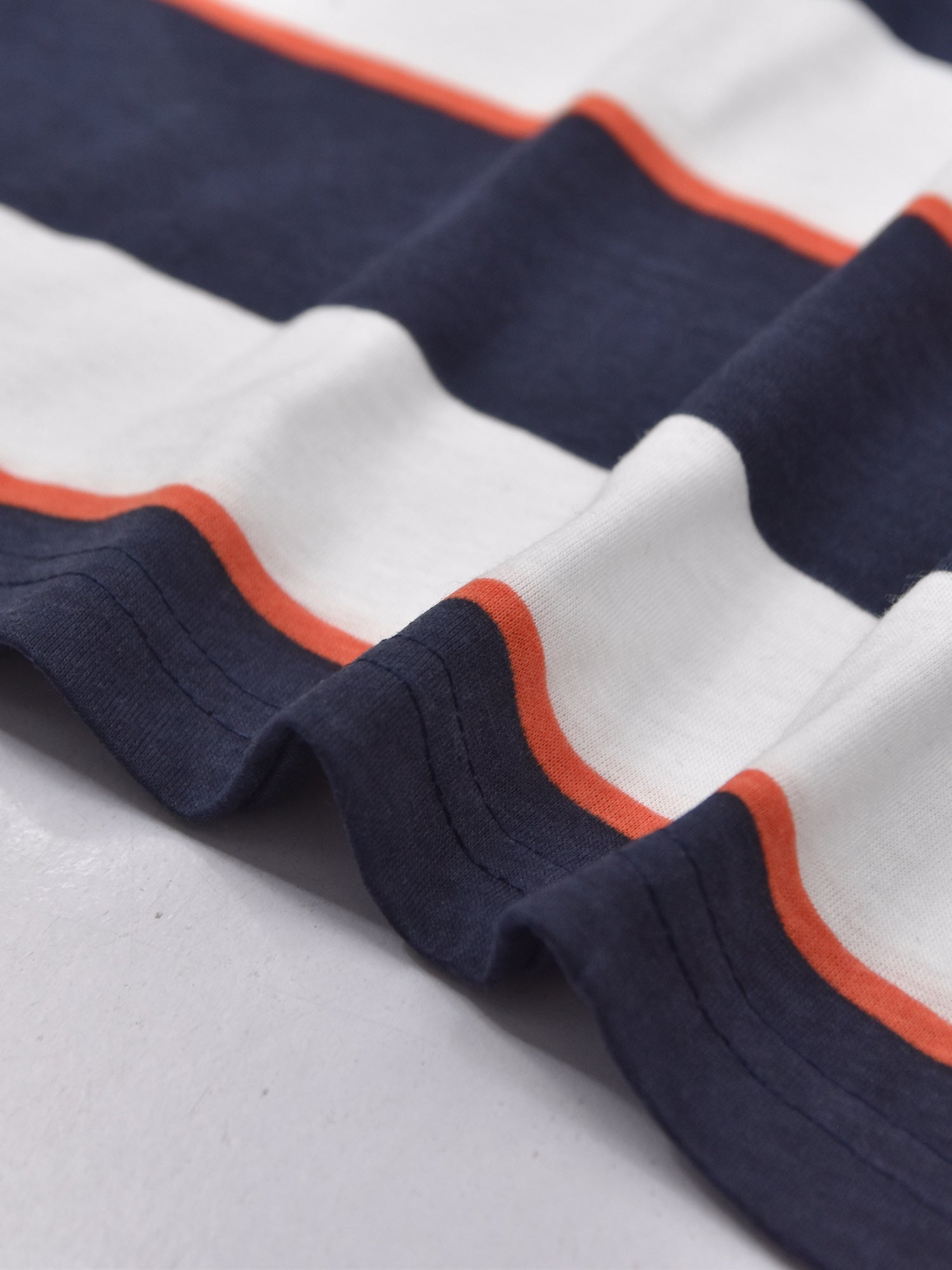 Nxt Single Jersey Crew Neck Tee Shirt For Men-White with Navy Stripe-BR13207