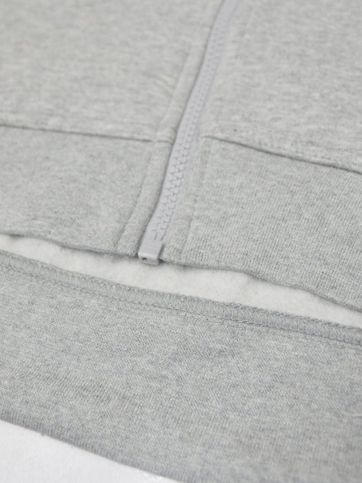 NK Fleece Zipper Hoodie For Men-Grey Melange-BR12924