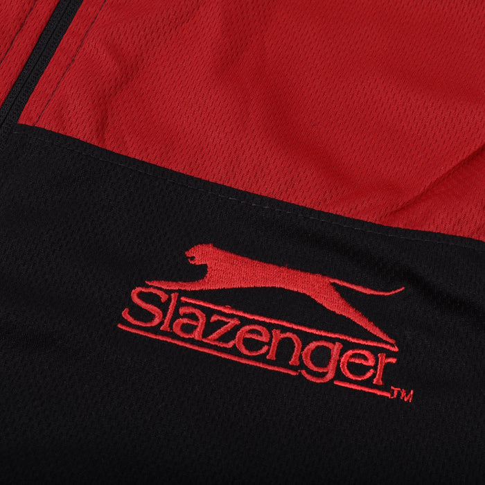 Slazenger Summer Zipper Mock Neck Shirt For Men-Black & Red-BR13393