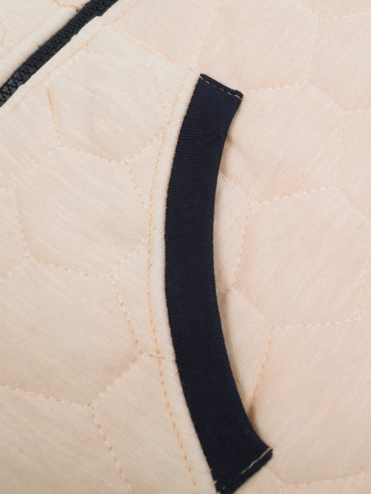 TH Quilted Zipper Hoodie For Kids-Light Peach With Navy-SP1206