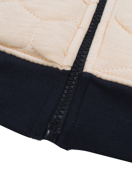 TH Quilted Zipper Hoodie For Kids-Light Peach With Navy-SP1206