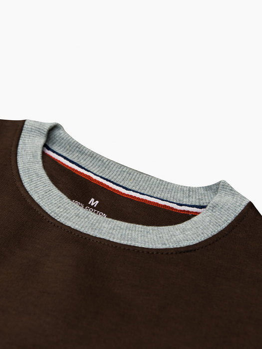 LVS Fleece Funky Style Sweatshirt For Men-Brown with Grey-BR14450