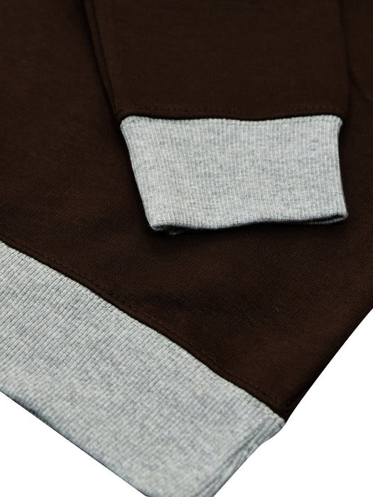 LVS Fleece Funky Style Sweatshirt For Men-Brown with Grey-BR14450