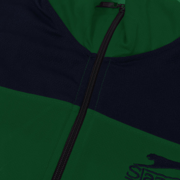 Slazenger Summer Zipper Mock Neck For Men-Green & Dark Navy-BR13392
