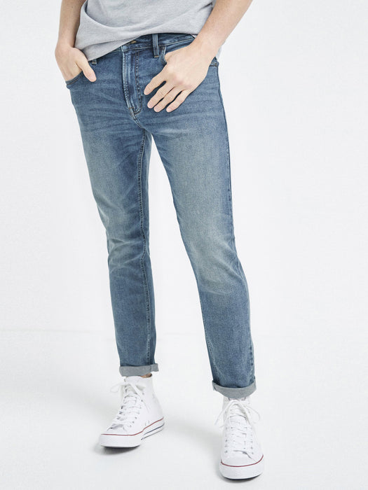 Full Fashion Jeans Faded Stretch Denim For Men-Blue-AZ169