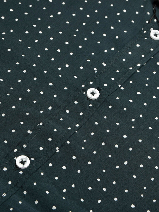 Dockers Premium Casual Shirt For Men-Green with Allover Dotted Print-BE1378
