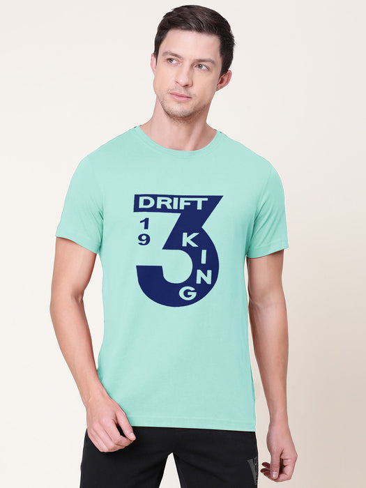 Drift King Crew Neck Tee Shirt For Men-Mint Green-BR13487